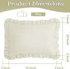 KKJIAF Ruffle Pillow Cases King Size Set of 2, Ruffled Pillow Covers with Envelope Closure, Wrinkle Resistant Ruffled Pillow Shams 20" x 36", Beige