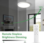 20 Inch Large LED Flush Mount Ceiling Light with Remote, 40W,4350LM, 3000K-6000K Selectable, White Round Flat Panel Low Profile Ceiling Light Fitures for Hallway, Kitchen, Bedroom, Laundry Room