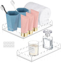 2 Pack Acrylic Bathroom Vanity Tray 7.9" and 9.6", Soap Dispenser Decorative Scalloped Tray for Bathroom Kitchen Living Room Decor Vanity Perfume