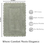 Savi Home Cotton Crochet Bathmat with Antiskid 21x34 Sage Green, 100% Pure Cotton, Super Soft Bath Rug, Plush & Absorbent, Hand Tufted Heavy Weight Construction, Full Reversible Step Out Rugs