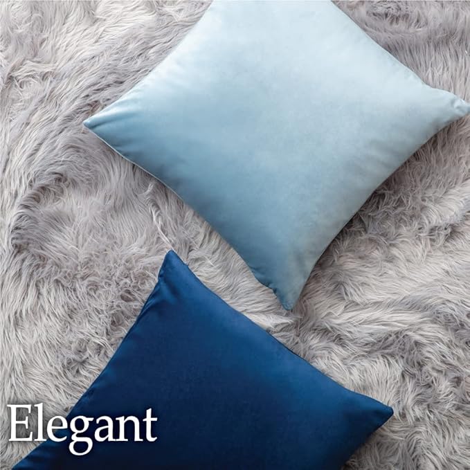 lalaLOOM Velvet Throw Pillow Covers, Set of 2, 24x24 Decorative Square Pillows Home Decor, Soft Accent Cases, Silky Machine Washable Pillowcases for Sofa, Couch, Bedroom, Living Room, Dark Gray