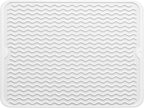 Silicone Dish Drying Mat for Multiple Usage,Easy clean,Eco-friendly,Heat-resistant Silicone Mat for Kitchen Counter or Sink,Refrigerator or drawer liner White L 16 inches x 12 inches