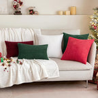 MIULEE Winter Pack of 2 Corduroy Pillow Covers 12 x 20 Inch Lumbar Christmas Throw Pillow Covers Burgundy Pillowcases for Sofa Bedroom Couch