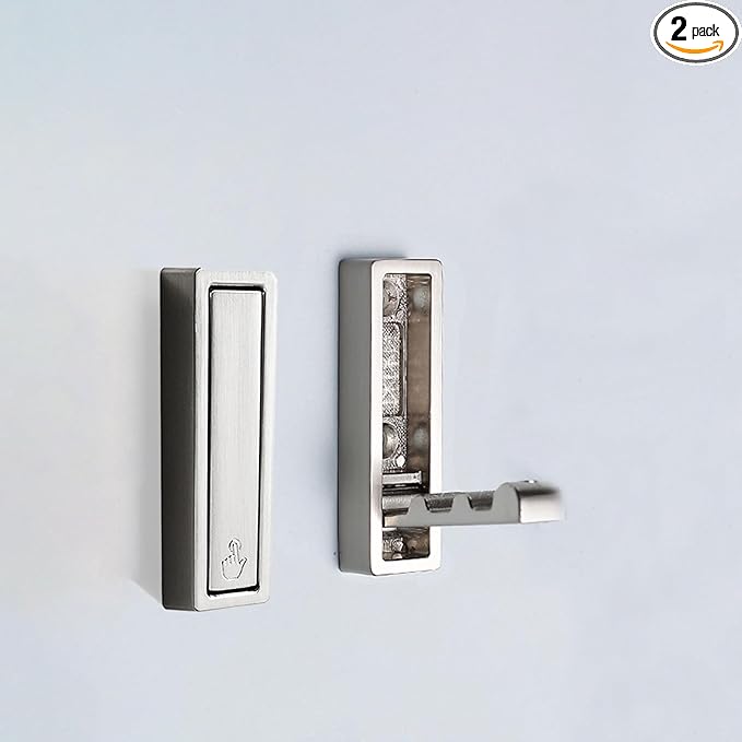 Foldable Coat Hooks 2 Pack,Heavy Duty Wall Hooks for Hanging Coats Towels Backpacks Bags Brushed Nickel Towel Hooks for a Functional Home (Brushed Nickel, 2)