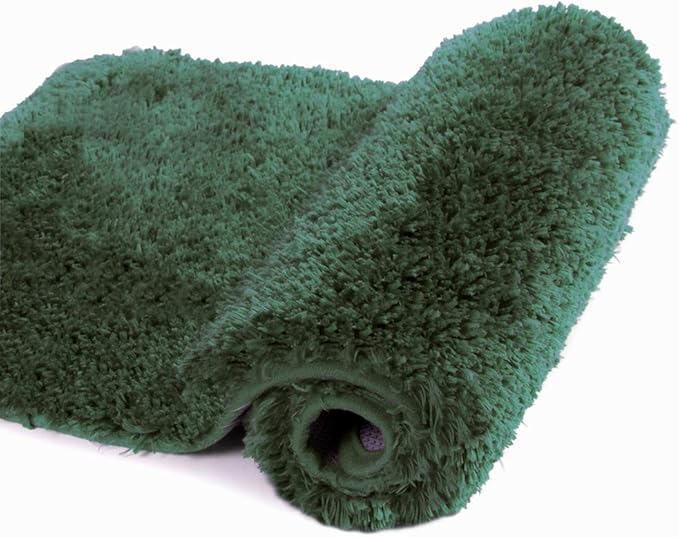 Walensee Bathroom Rug Non Slip Bath Mat (16 x 24, Hunter Green) Water Absorbent Soft Microfiber Shaggy Mat Machine Washable Bath Rug Thick Plush Rugs for Shower