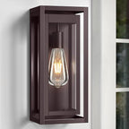15" Large Oil Rubbed Bronze Outdoor Light Fixture, 2 Pack ORB Outdoor Sconces, Modern Waterproof Wall Lights with Clear Glass Shade for Front Door, Porch, Garage