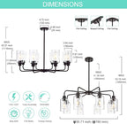 VINLUZ 8-Light Oil-Rubbed Chandelier with Clear Glass Shades, E26 Base Modern Pendant Light Fixture, Adjustable Swivel Heads Ceiling Lighting, Farmhouse Chandelier for Dining Room Kitchen Hallway