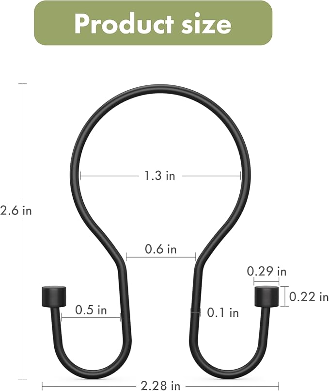 AmazerBath Shower Curtain Hooks Black Shower Curtain Rings with Cylindrical Design, Metal Shower Curtain Hooks Rust Proof, Smooth Glide Double Shower Hooks Rings for Shower Curtain