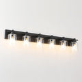 6 Light Modern Bathroom Light Fixtures Over Mirror, Black Vanity Lights for Bathroom Wall Sconces with Clear Glass Shades, E26 Socket (Bulbs Not Included)