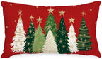 AACORS Christmas Pillow Cover 12X20 Inch Watercolor Christmas Tree Stars Decoration Holiday Farmhouse Winter Pillow Case for Sofa Couch Decor（Red） AA231-12-N