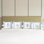 JINYO Vintage Blue and White Striped Floral Pillow Covers 18x18 Set of 4, Floral Decorative Throw Pillow Covers for Living Room Bedroom Home, Flower Room Decor