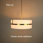 HYDELITE Gold Pendant Light Fixtures Drum Modern Pendant Light 4 Light with Linen Shade for Dinning Room Living Room Bedroom Kitchen Island