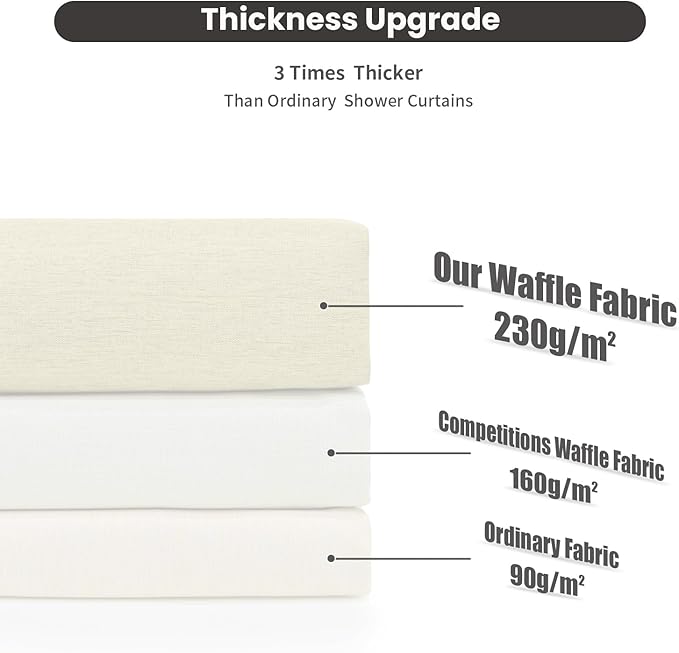 Inhousolu Boho Farmhouse Shower Curtain with Fabric Liner Set, Faux Linen Textured, 14 Metal Hooks Luxury Weighted Hem, Washable Wrinkle Free Bath Curtain for Hotel Bathroom 72" W x 72" L Ivory