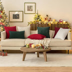 MIULEE Christmas Red Throw Pillow Covers Soft Corduroy Decorative Eruo Sham Set of 2 Boho Striped Pillow Covers Pillowcases Farmhouse Home Decor for Couch Bed Sofa Living Room 24x24 Inch