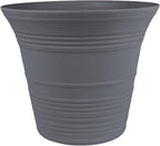The HC Companies Sedona Round Self-Watering Pot - Lightweight Self Care Planter - Plastic Planter for Herbs & More - Durable Plant Pots for Indoor Plants & Outdoor Plants (14" Warm Gray, Pack of 1)