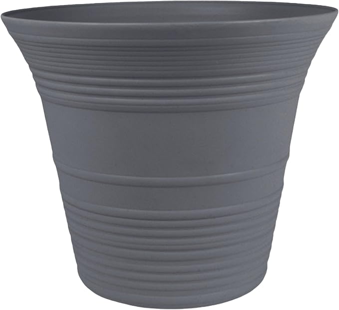The HC Companies Sedona Round Self-Watering Pot - Lightweight Self Care Planter - Plastic Planter for Herbs & More - Durable Plant Pots for Indoor Plants & Outdoor Plants (7" Warm Gray, Pack of 1)