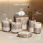 Decozen Bathroom Accessories Set - 6-Piece Modern Bathroom Decor, Countertop Essentials with Soap Dispenser - Birthday Gifts, Beige