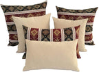 Hippy Throw Pillow Covers Kilim Burgundy Red and Dark Green - 12 x 20 Inches Boho Pillows, Decorative Lumbar Room Decor for Couch, Bohemian Outdoor Case for Farmhouse, Sofa