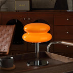 Mushroom Lamp for Bedroom,Mid Century Modern Lamp for Nightstand, Dimmable Retro Egg Tart Bedside Small Lamps,Unique Home Mushroom Decor Aesthetic Cute Table Lamps for Living Room (Orange)