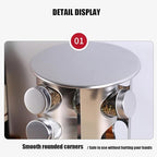 Spice Rack, Spice Rack Organizers for Countertop, Rotating Countertop Spice Rack, Revolving Spice Rack for Kitchen, Kitchen Gadgets, Organizer Rack with Spice Jars (Silver, RoundHead_16Jars)