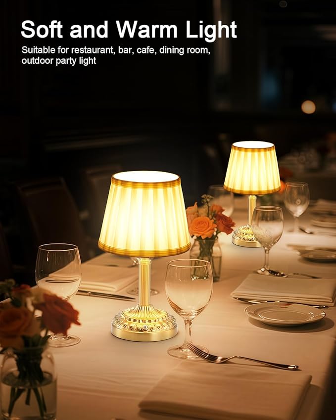 Small Cordless Table Lamp for Restaurant Dinner Table, 5200 mAh Rechargeable Battery Operated Lamp, Portable Dimmable Touch Lights for Bedroom Living Room Dining Room Outdoor Patio