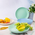 supernal 16pcs 10" Wheat Straw Plates,Deep Dinner Plates,Unbreakable Dinner Plates,Plastic Plates Reusable,Lightweight Microwave Dishwasher Safe-Beige,Blue,Pink,Green for Picnic,Birthday,Camping