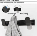 Coat Rack Wall Mount Coat Hooks - Black Hook Rack with 3 Hooks Aluminum Wall Rack Hooks for Hanging Coat Hat Bag Towel Hanger Rustproof Coat Holder