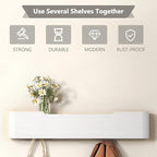 Coat Rack Wall Mount Entryway Organizer Modern Key Holder Wall Mount with Wooden Shelf Entryway Hooks for Bedroom Kitchen Hallway Bathroom for Hanging Coats Hats Bags Towels