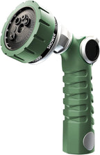 RESTMO Heavy Duty Hose Nozzle, Metal Garden Water Hose Sprayer with 7 Watering Patterns, Thumb Control, On Off Valve, High Pressure Nozzle Sprayer for Watering Plants, Car and Pet Washing, Green