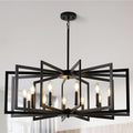 Black Chandelier for Dining Room, 12-Light Kitchen Chandelier Light Fixture Modern Metal Industrial Large Chandeliers for Farmhouse Entryway Living Room (E12 Bulbs Not Included)