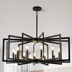 Black Chandelier for Dining Room, 12-Light Kitchen Chandelier Light Fixture Modern Metal Industrial Large Chandeliers for Farmhouse Entryway Living Room (E12 Bulbs Not Included)