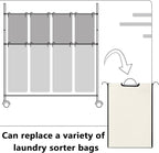 Bonuci 4 Pcs Laundry Sorter Replacement Bags Hamper Cart Removable Replacement Laundry Storage Organizer Bag Hamper Liner, No Hooks 14.76 x 8.66 x 21.65 Inch (Beige)