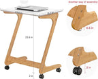 Nnewvante TV Tray, Sofa Side End Laptop Table with Wheels, Desk Snack Tray for Small Spaces Living Room and Bedroom, 23.5 Inch x 15.8 Inch (Standard with 360° Casters, Bamboo/White)