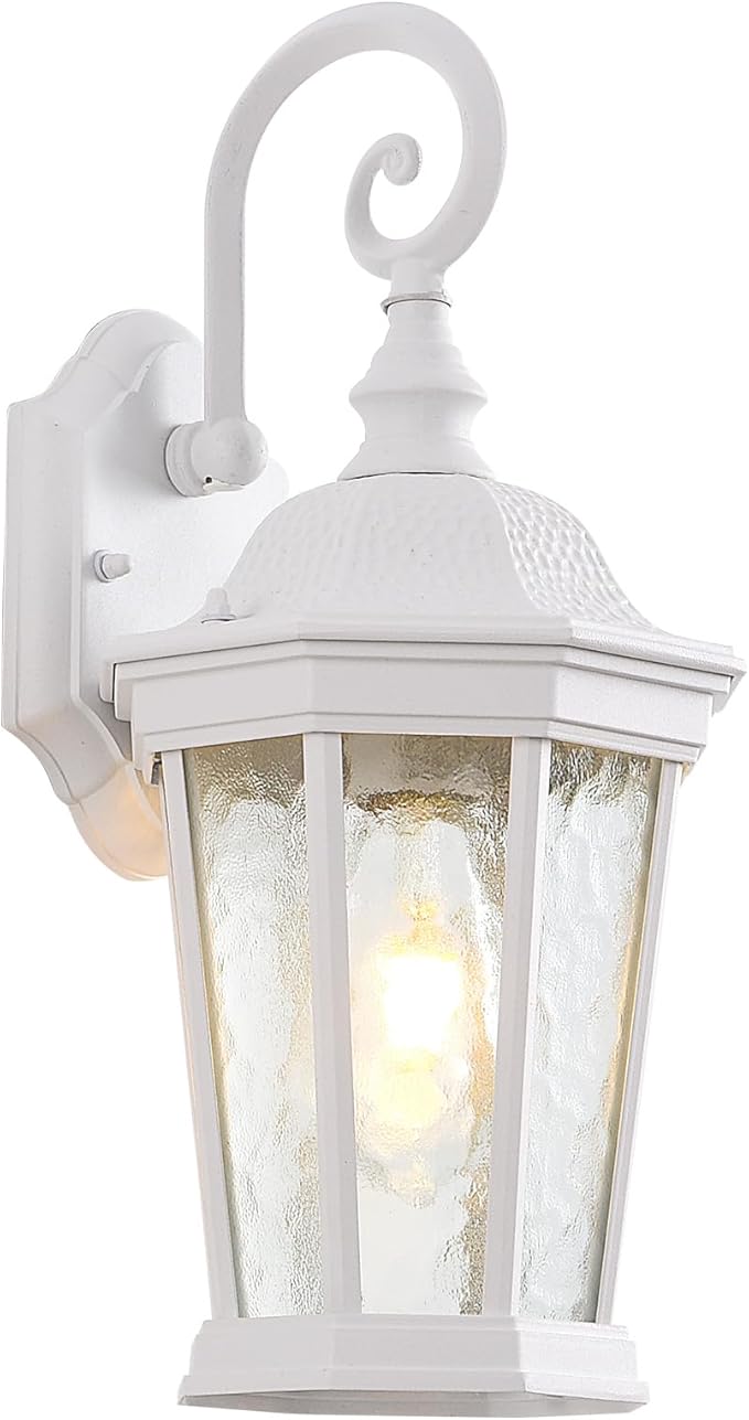 Outdoor Wall Lantern, Waterproof Exterior Wall Light Fixtures, Outdoor Porch Light Fixtures Wall Mount in White Finish with Clear Glass, Aluminum Alloy, 60W
