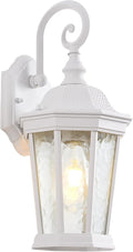 Outdoor Wall Lantern, Waterproof Exterior Wall Light Fixtures, Outdoor Porch Light Fixtures Wall Mount in White Finish with Clear Glass, Aluminum Alloy, 60W