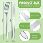 Nuenen 100 Pieces Stainless Steel forks and knives Dinner Flatware Set Tableware Cutlery for Butter Kitchen Restaurant, Dishwasher Safe(Silver,8.4 Inches, 7.1 Inches)
