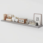 55 Inch Floating Shelves, 9.3" Deep Floating Shelf Wall Mounted, 56" Wall Shelves, Rustic Deep Bookshelf, Large Display Shelves & Storage Shelves for Bedroom, Living Room, Gray, Set of 1
