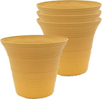 The HC Companies Sedona Round Self-Watering Pot - Lightweight Self Care Planter - Plastic Planter for Herbs & More - Durable Plant Pots for Indoor Plants & Outdoor Plants (7" Honey, Pack of 4)