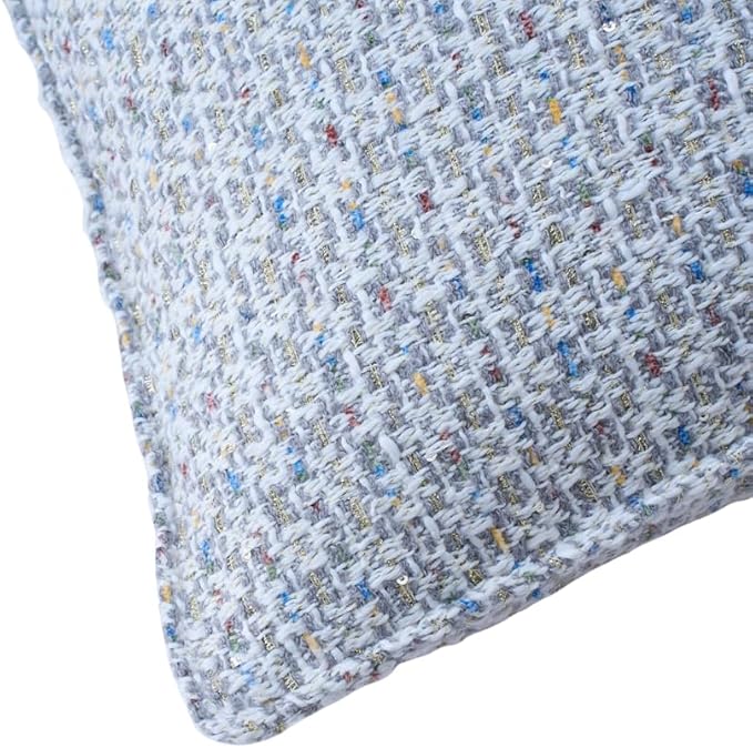 Grey Luxury Tweed & Chenille Throw Pillow Covers – Set of 2 (18" x 18") with Soft and Luxurious Textures Decorative Throw Pillows for Couch, Bed, and Home Decor