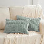 Fancy Homi Decorative Throw Pillow Covers for Living Room Couch Bed, Modern Farmhouse Boho Home Decor, Accent Cushion Case (14 x 24-Inch, Grey Blue)