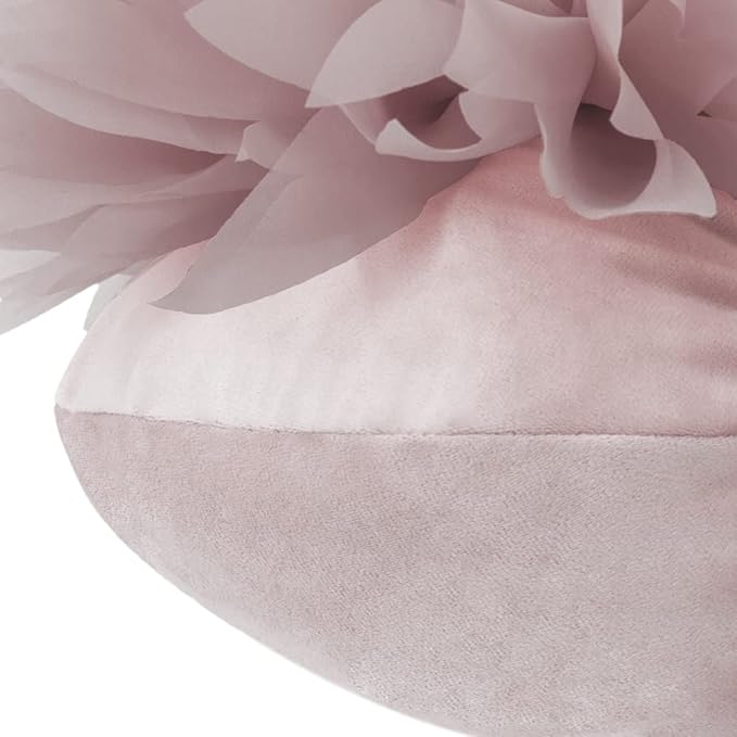 Handmade 3D Pink Flower Round Velvet Throw Pillows Aesthetic Decorative Daisy Accent Pillowcase Cute Soft Cushion for Bed Couch Sofa Car Living Room Bedroom Home Decor Gift 14 Inch Rose Gold