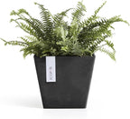 Ecopots Rotterdam Durable Modern Square Indoor/Outdoor Recycled-Based Composite Flower Planter, Dark Grey, 8"