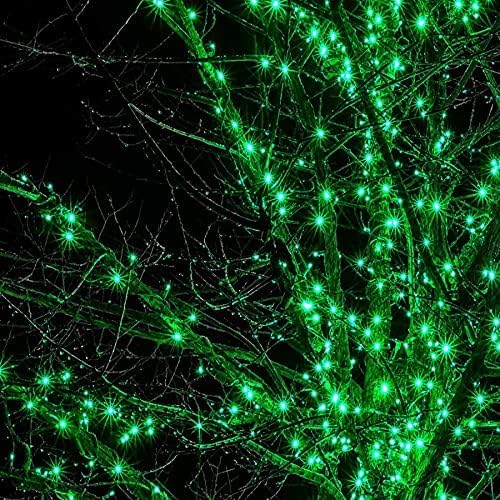 SANJICHA 2-Pack 66FT 200LED Green Halloween Lights for Indoor/Outdoor, Super Bright Plug in Fairy Lights, Waterproof String Lights for Festive Decorations St Patrick's Day Garden Tree