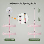 HAMITOR Corner Shower Caddy Tension Pole: 4-Tier Rust-Resistant Adjustable Bathroom Organizer Shelves - 47-121 Inch No-Drill Quick Installation - Space-Saving Storage for Renters Family - Pink