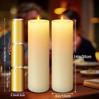14" x 4" Large Outdoor Candles, Waterproof Flickering LED Flameless Candles with Timer, Battery Operated Candles with Remote Control Realistic Fake Pillar for Patio Porch Lanterns, Ivory 1 Pack