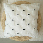 GEEORY Halloween Ghost Soft Plush Pillow Covers, 20 x 20 Inch Set of 2, Fluffy Faux Fur Wool Decorative Farmhouse Cushion Case for Sofa Home Decoration White GC026-20