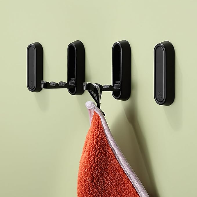 6PCS Folding Coat Hook, Heavy Duty Wall Hooks Made of Zinc Alloy, Foldable Wall Hooks for Hanging Coats, Scarves, Hats, Bathrobes, Keys, Bags (Black)