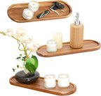 Set of 2 Plates Bathroom Vanity Wood Trays for Home Decor - for Counter Wood Small Decorative Tray, Kitchen Soap Tray,Comestic Holder Bathtub Organizer (14 x 4.5 inches)