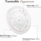 Luxspire Turntable Lazy Susan for Table Top, Marble Round Tray 10.63 inch, Lazy Susan for Cabinet Dining Table Kitchen Pantry, Rotating Bathroom Countertop Organizer, Gravel White