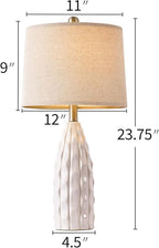 23.75-inch Ceramic Table Lamps Set of 2 for Living Room, Bedside Lamp for Bedroom and Farmhouse Nightstands or End Tables